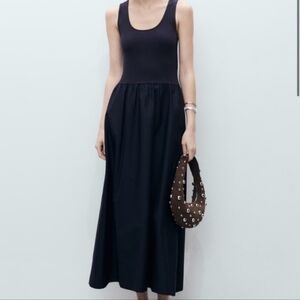 Mango Black Valvi Mixed Media Maxi Dress